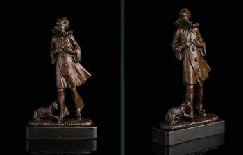 

Art Deco Sculpture "Poet And Cat" Man With Cat Bronze Statue Signed