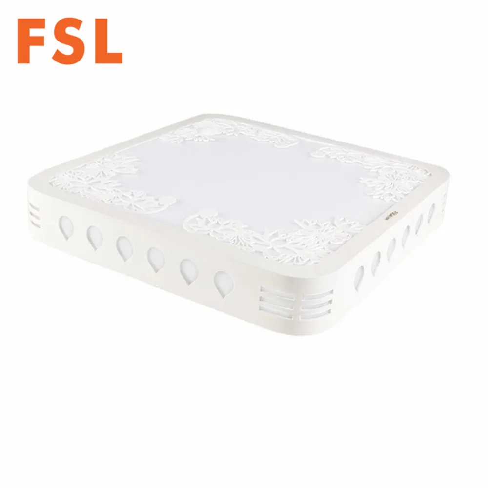 

FSL LED Hollowed Out Carving Flower Pattern Square Ceiling Light 3 Stage ToningLamp for Living Room Bedroom Dining hall 24W
