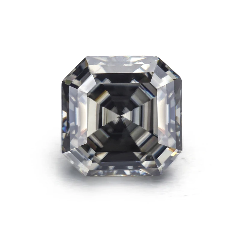 

Asscher cut 8*8mm Grey synthetic moissanites gem test positive diamonds stone