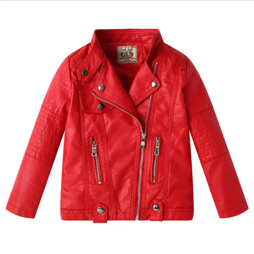 Лидер продаж; Новинка; Куртки из искусственной кожи; сезон весна-осень брендовые кожаные пальто хорошего качества с длинными рукавами для маленьких мальчиков и девочек детская верхняя одежда; 829 - Цвет: red