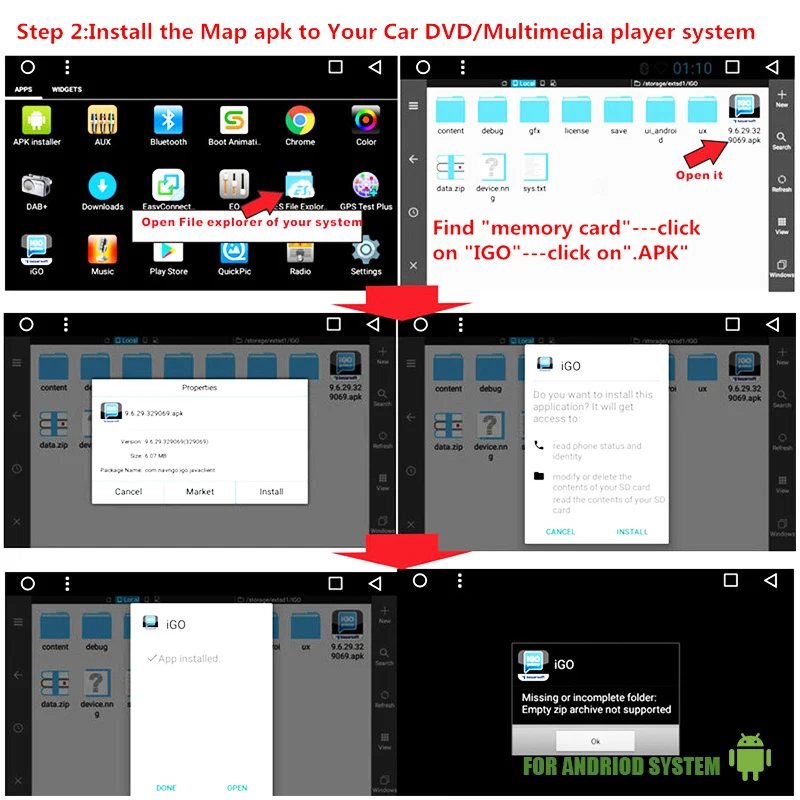 Car navigation display fit for Android system car auto GPS navigation 8GB micro SD card map of Middle East