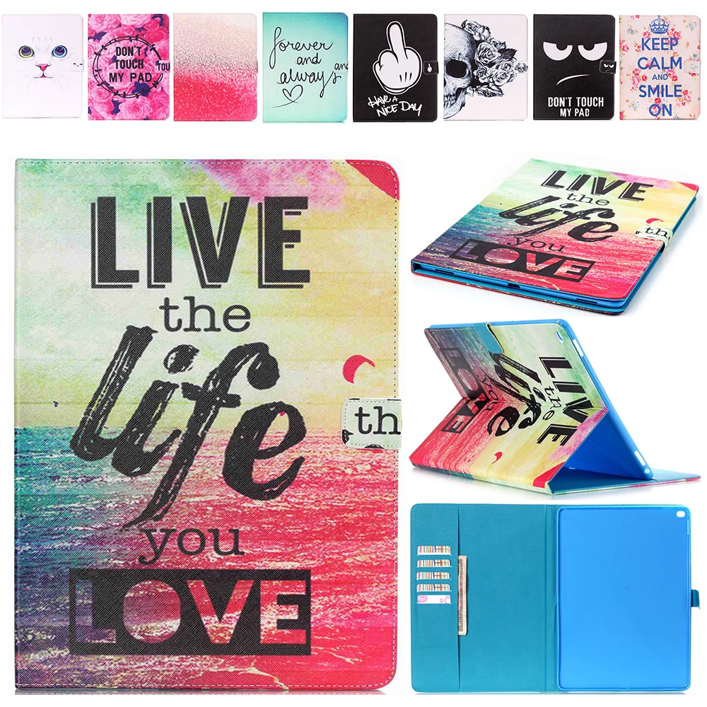 

New Cartoon Printed For iPad Pro 12.9 Case Slim Bracket Stand Flip PU Cover For Apple iPad Pro 12.9 Folio Protective Case