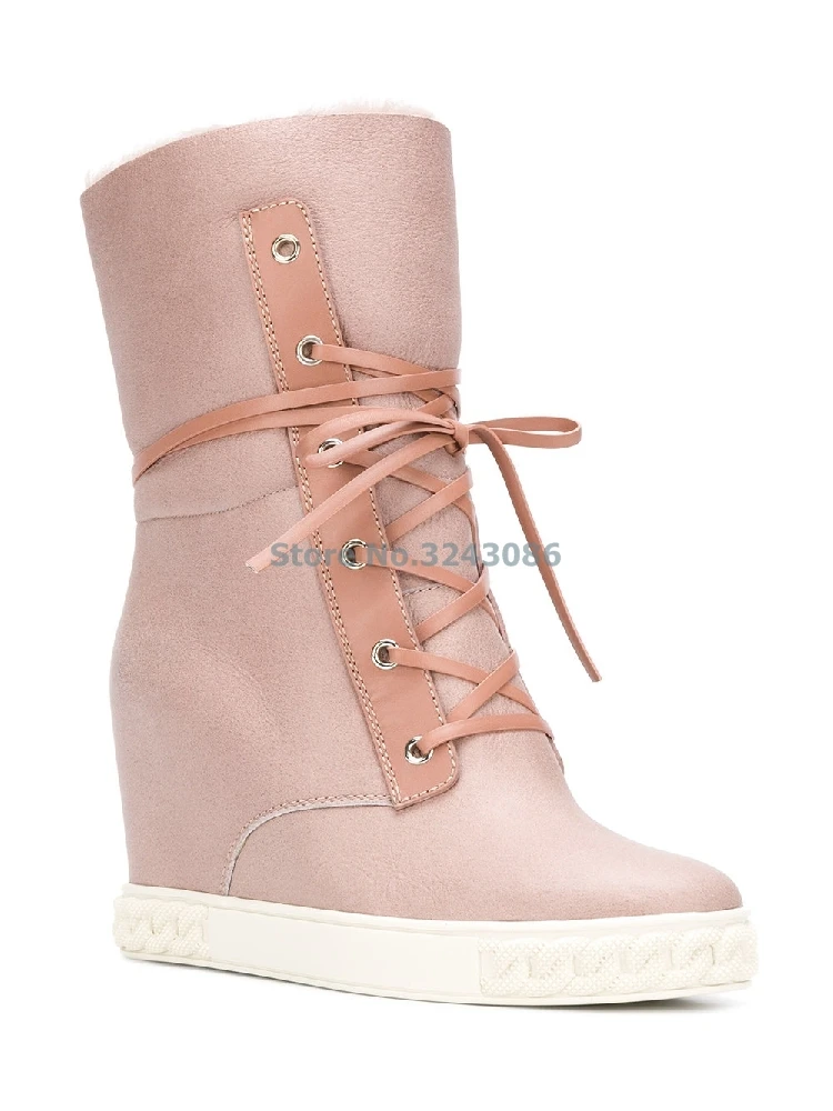 black fur lace up boots