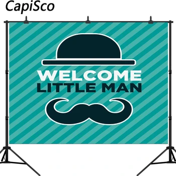 

Capisco Baby Shower Birthday Party Little Man Hat Beard Photography Backgrounds vinyl Photographic Backdrops Photo Studio