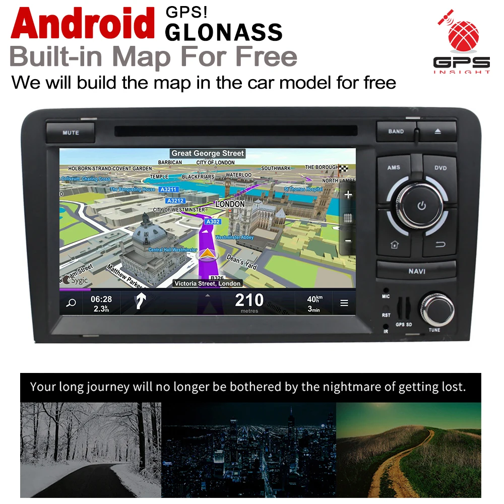 Top 7" HD IPS DSP Stereo Android 8.0 up Car DVD GPS Navi Map For Audi RS3 8P 2003~2012 MMI 2 DIN multimedia player radio WiFi System 2