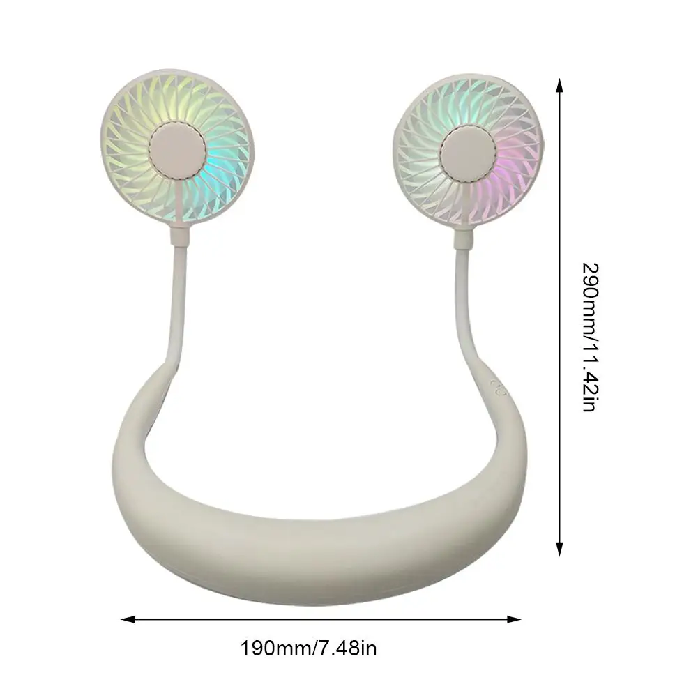 Portable Illuminated 2 Fans Hanging Neck Fan USB Rechargeable Cover Halter Sports Light Aromatherapy Fan High Quality