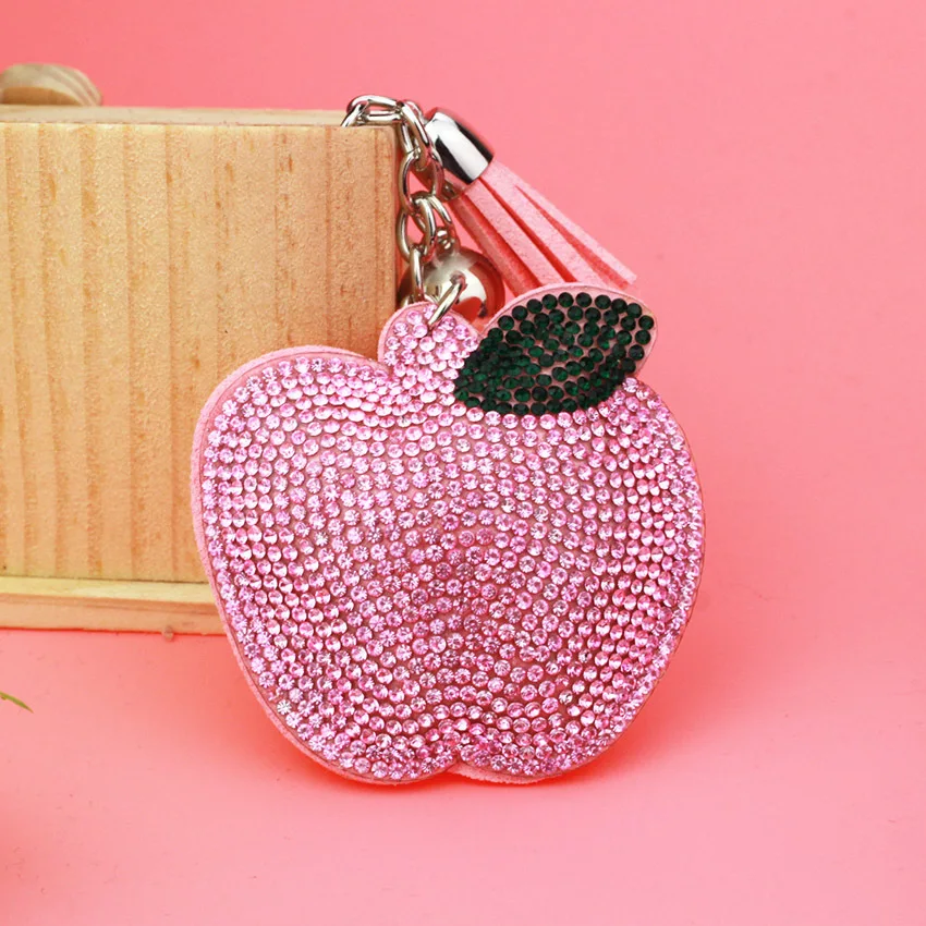 Buy Creative Full Rhinestone Apple Keychains Fashion