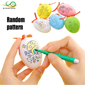 

MYHOESWD Random Kids DIY Drawing Craft Color Egg Children Learning Educational Drawing Toys with Safe Watercolor Pen for Baby