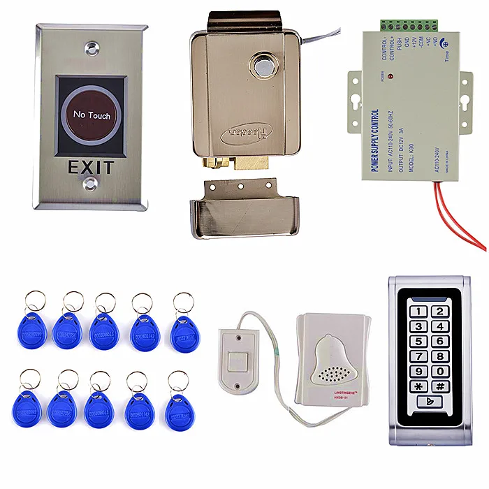 Wired DoorBell + Waterproof IP68 Metal Keypad 125KHZ RFID Card Access