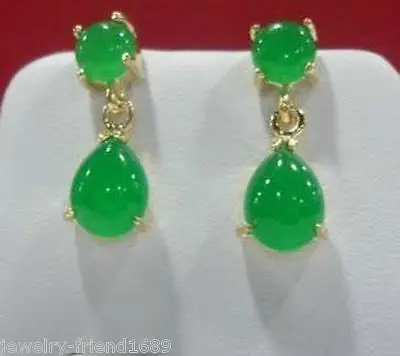 

FREE SHIPPINGNew natural Charming green jade drop earring AAA