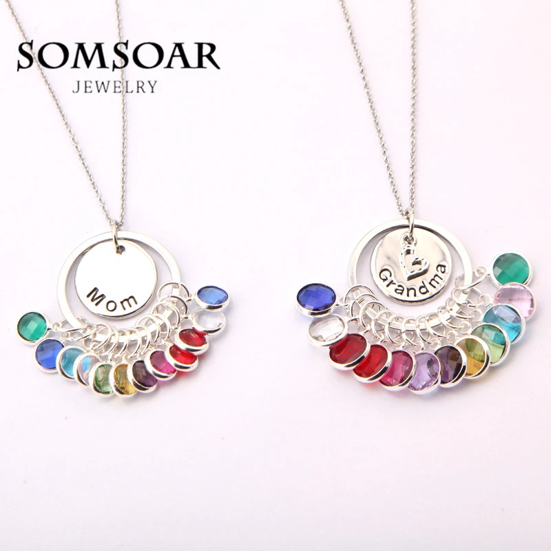 birthstone charm necklace for grandma
