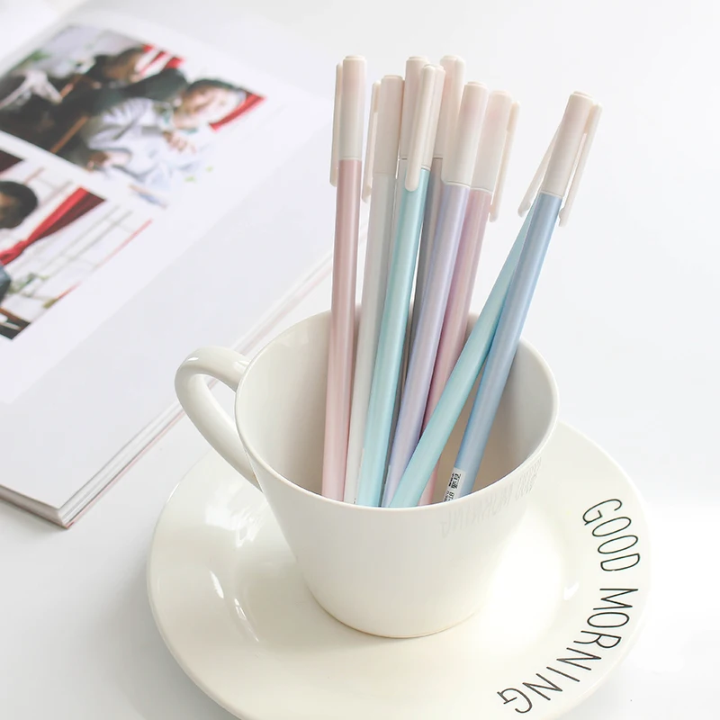 

6pcs MUJI style 0.38mm Plain simple gel pen needle full black neutral pen school office supplies Wholesale Stationery