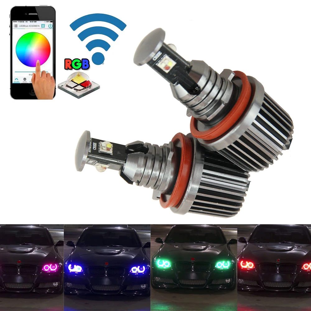 Rgb Led Marker Parking Light H8 E92 Angel Eyes Wifi Controler For Bmw