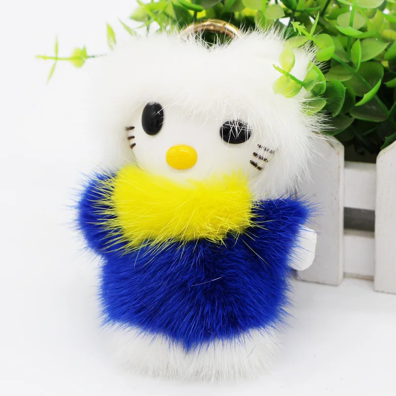 

2017 Fur Bunny Rabbit Keychain Fashion pom pom keychain Fox fu fur keychain Toy Doll rabbit keychain 12 cm Pendant Bag Car Charm