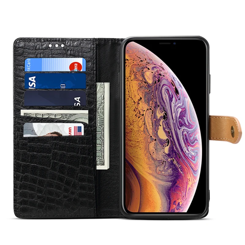 Кожаный чехол в стиле ретро с крокодиловым узором для iPhone XS Max 7 8 Plus откидной Чехол