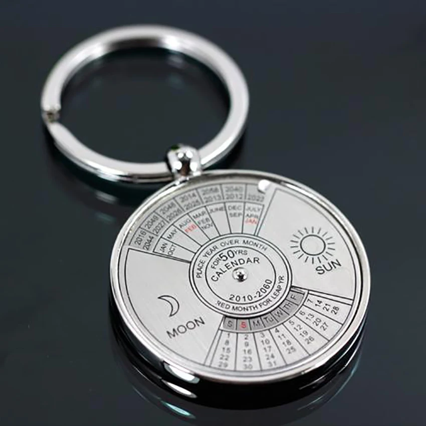 1PC Mini Perpetual Calendar 2019 Keychains Unique Metal Keyring