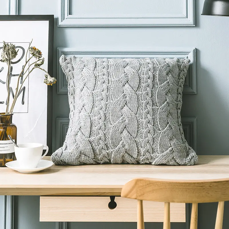 

Simple style thickening wool knit cushion cover.45X45cm Knitted pillowcase.100% high quality.