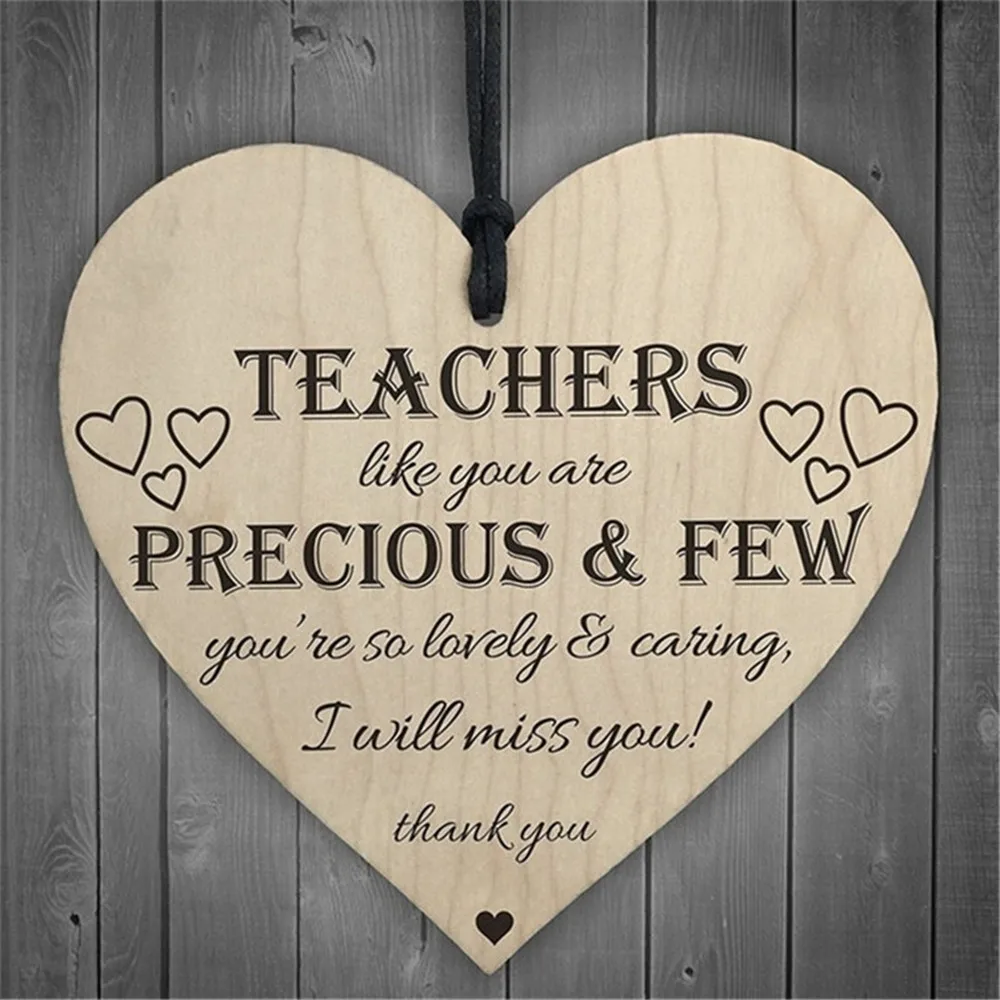

( Thanks For Teachers ) Wooden Heart-shaped Wood Crafts Christmas Home DIY Tree Decorations Wine Label Small Pendant Accessories