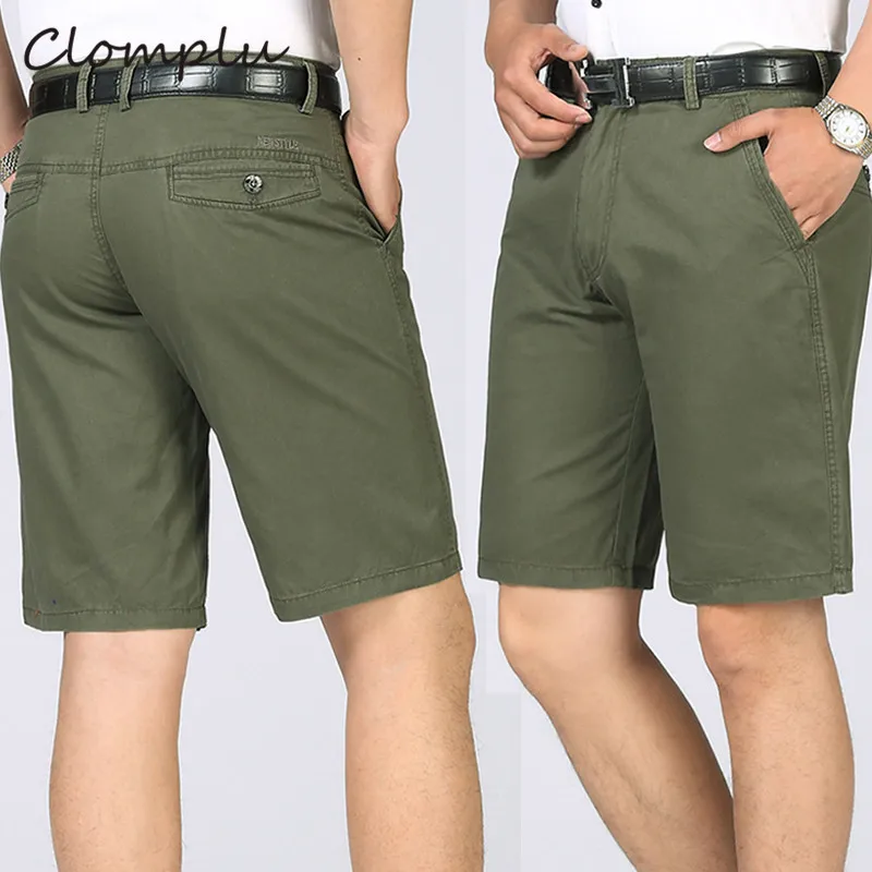 Clomplu шорты плюс размер Slim Fit длина до колена шорты для мужчин однотонные качественные шорты на молнии Fly Army хаки ВМФ летняя одежда