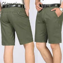 Clomplu шорты плюс размер Slim Fit длина до колена шорты для мужчин однотонные качественные шорты на молнии Fly Army хаки ВМФ летняя одежда