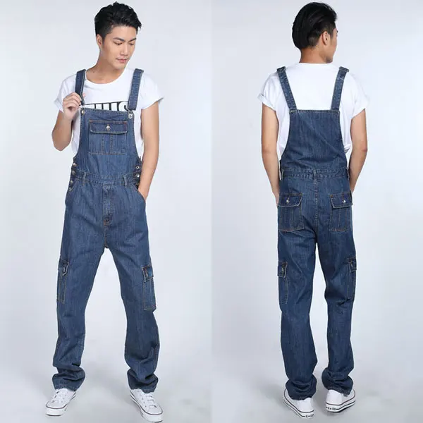 2017 fashion trend  jeans men's loose suspenders pants casual boys pants men's suspenders trousers