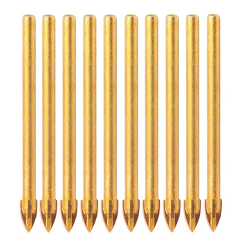 

10pcs Titanium Ceramic Glass Drill Bit Tungsten Carbide Cross Spear Head Drilling Tools 6mm For Metal Plastic Tile Cement
