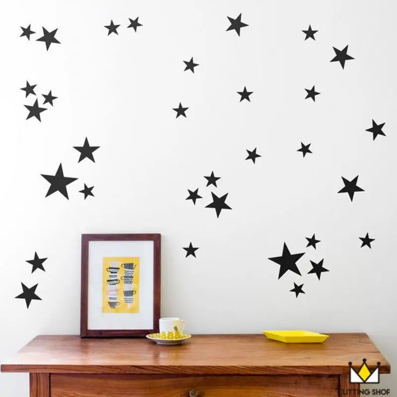 DIY 39pcs Little Gold Star Stickers Home Decor Living Room Decorative