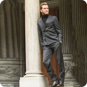 Ceny Szary Mężczyźni Garnitury ślubne Formalne Biznes Męski Blezer Groom Smokingi Slim Fit Kostium Homme Terno Masculino 2 Sztuka Płaszcz Spodnie