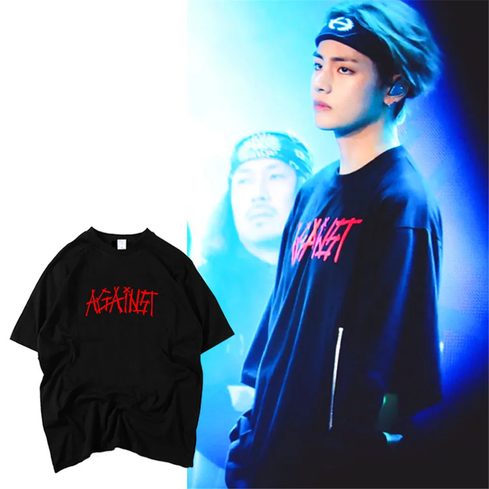 

LUCKYFRIDAYF Kpop V The Same Style 100% Cotton Summer T-shirt Women Kpop Short Sleeve Casual Tshirt Women Print Elastic 4XL