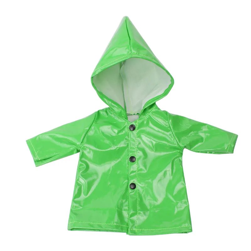18 дюймов, с круглым вырезом, для девочек детская одежда с капюшоном, водоотталкивающий дождевик, защищающий от американская платье для новорожденных детские игрушки подходит 43 см для ухода за ребенком для мам, детские куклы, c539-c645 - Цвет: Зеленый