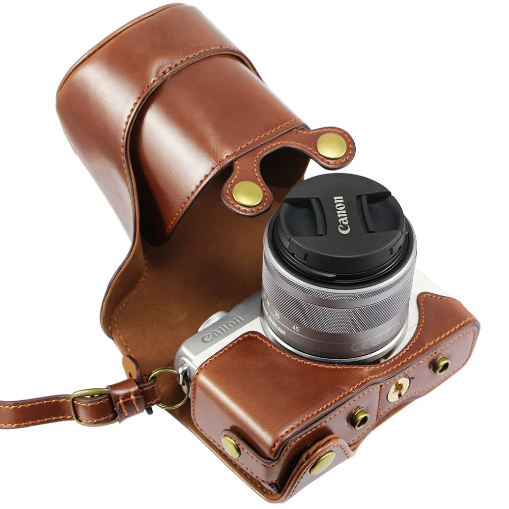 Точный чехол из искусственной кожи для цифровой камеры для Canon EOS M10 M100 EOS M200 15-45 мм с ремешком