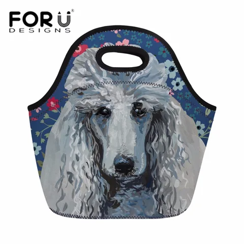 Térmico para as Mulheres Forudesigns Neoprene Refrigerador Almoço Bolsa Poodle Querida Mão Tote Crianças Bolsas Bonito Jardim Zoológico Refeição Piquenique Lanches Viagem