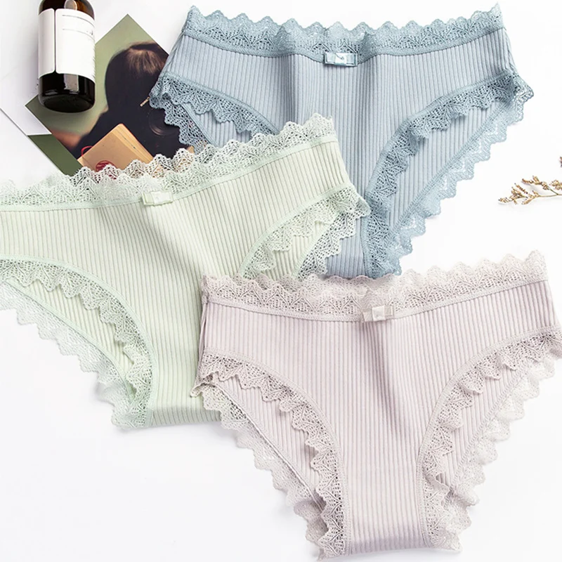 

Lace Edge Breathable Underwear 1PC Sexy Women's Cotton Female Panties Lingerie Hot Sale Intimates Hollow Out Striped Briefs