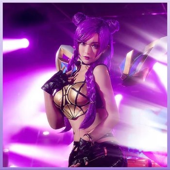 

LOL Game KDA Cosplay Costume KDA Kaisa Sexy Cosplay Costumes Set Kaisa Outfit K/DA Pu Clothes with Gloves Earphone Mic for Women