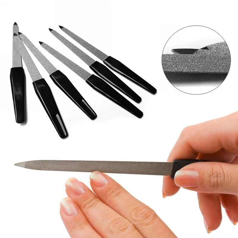 5pcs Plastic Handle Metal Double Sided Nail Files Pro Nail File DIY
