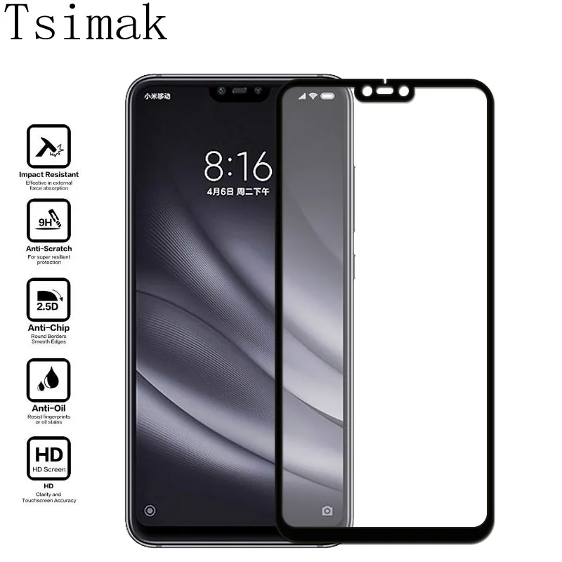 

Tsimak Tempered Glass For Xiaomi Mi 8 Lite Mi8 SE Pro Screen Protector Full Cover Protective Glass Film For Xiaomi Mi8 Explorer