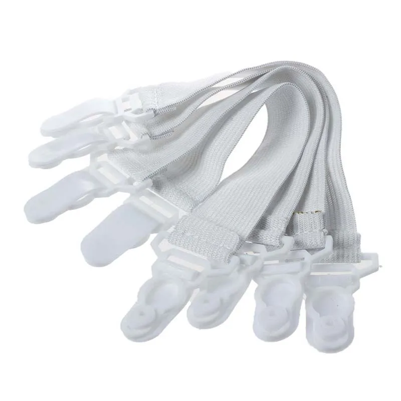 

4 Pcs Home White Elastic Mattress Bed Sheet Grippers Clips