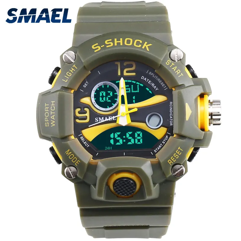 S SHOCK часы 2017 мужские SMAEL Топ бренд класса люкс водонепроницаемый свет Цифровые 1385B