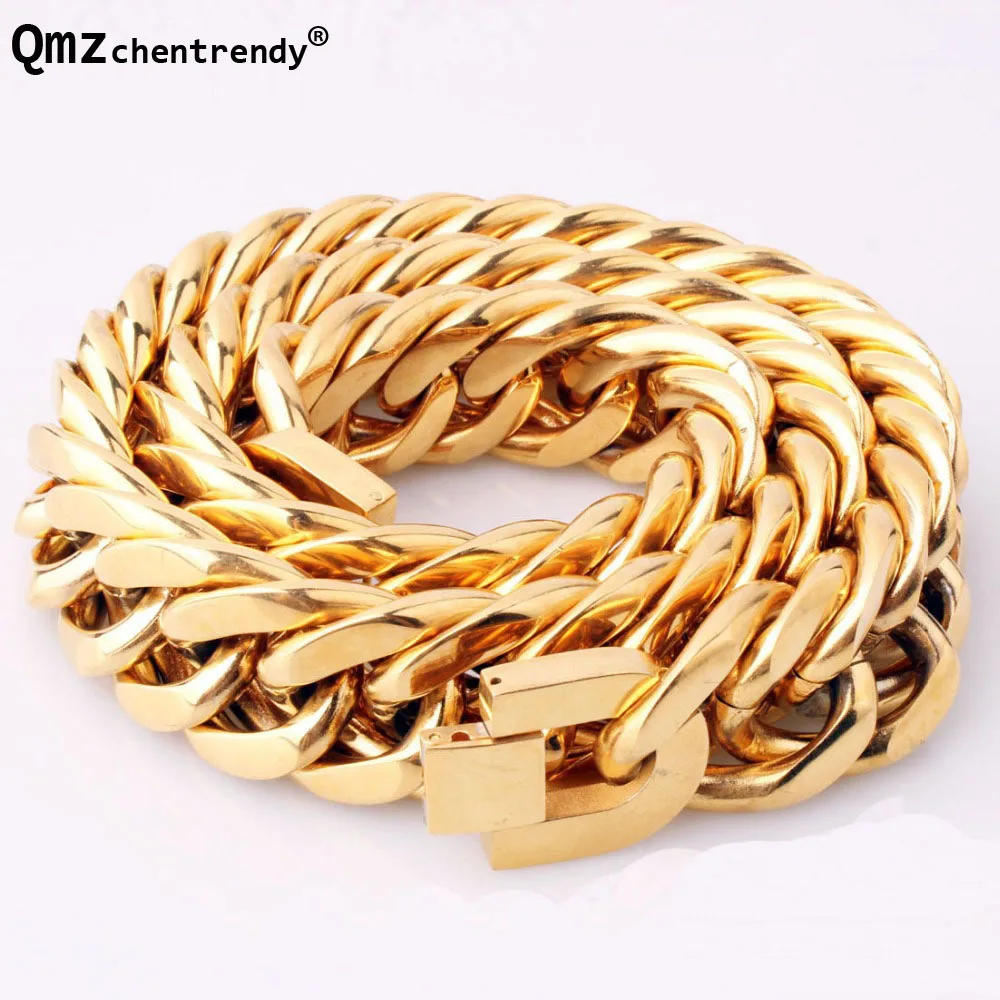 Hip Hop Mens Titanium Stainless Steel Exaggerated Cuban Cubra Gold Chain Necklace Rapper Chunky Top quality Fashion Boys Jewelry Hip Hop Mens Titanium Stainless Steel Exaggerated Cuban Cubra Gold Chain Necklace Rapper Chunky Top quality Fashion Boys Jewelry