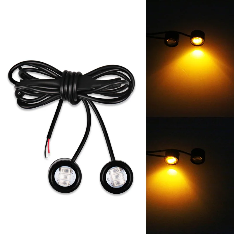 Yellow Strobe 1 пара мотоцикл светодиодный мерцающий светильник вспышки Предупреждение тормозной светильник 12V Точечный светильник с объективом «рыбий глаз» светильник янтарного стекла красные, синие декоративный светильник - Цвет: Yellow Strobe