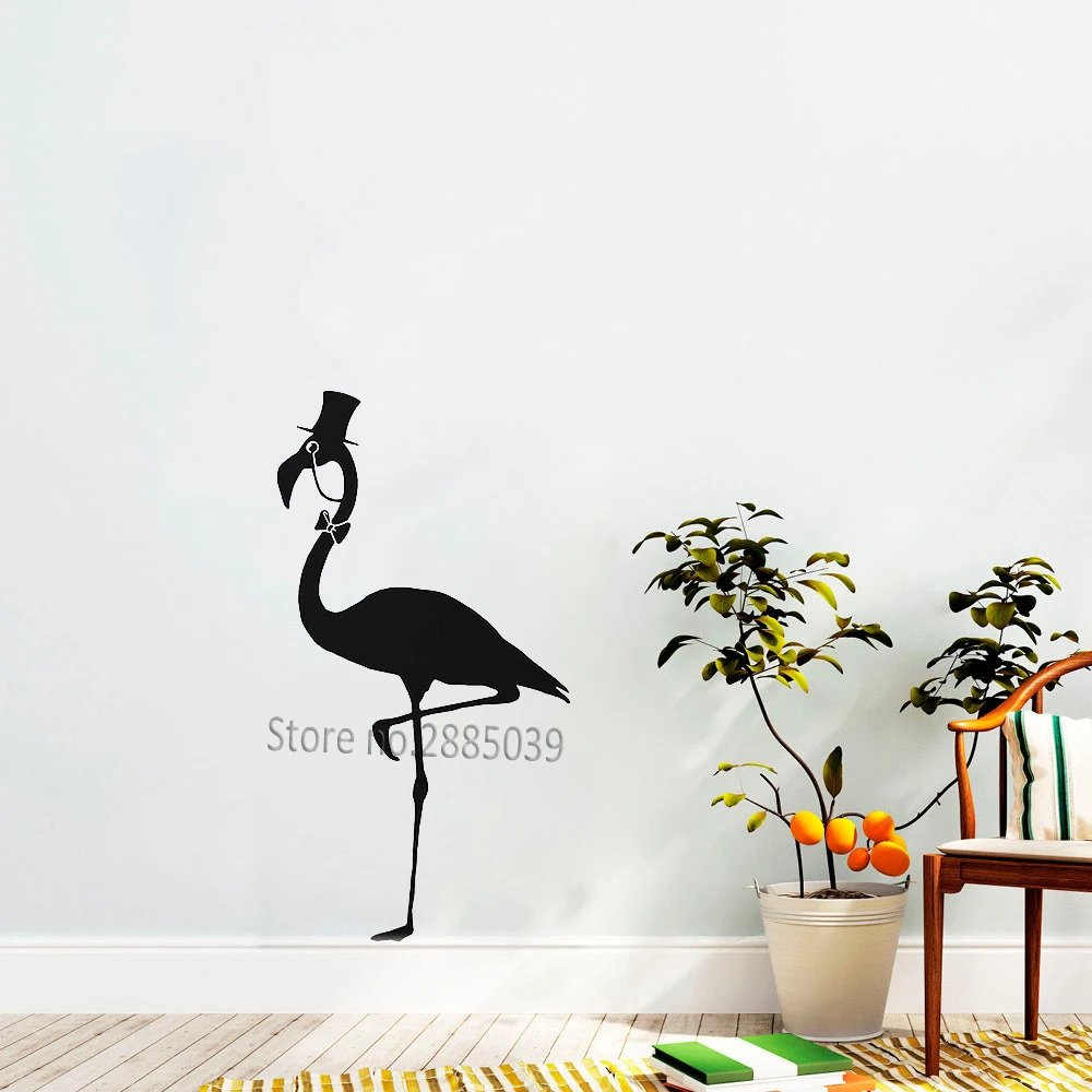 

Gentleman Flamingo Wall Sticker For Living Room Home Decoration Wall Murals Art Bedroom Wall Decal Removable Vinyl Animals LC915