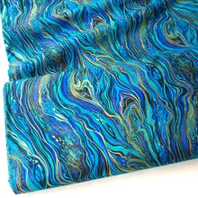 Полуметровая хлопковая ткань Лоскутная стеганая ткань Палаццо металлик абстрактная мраморная ткань павлин