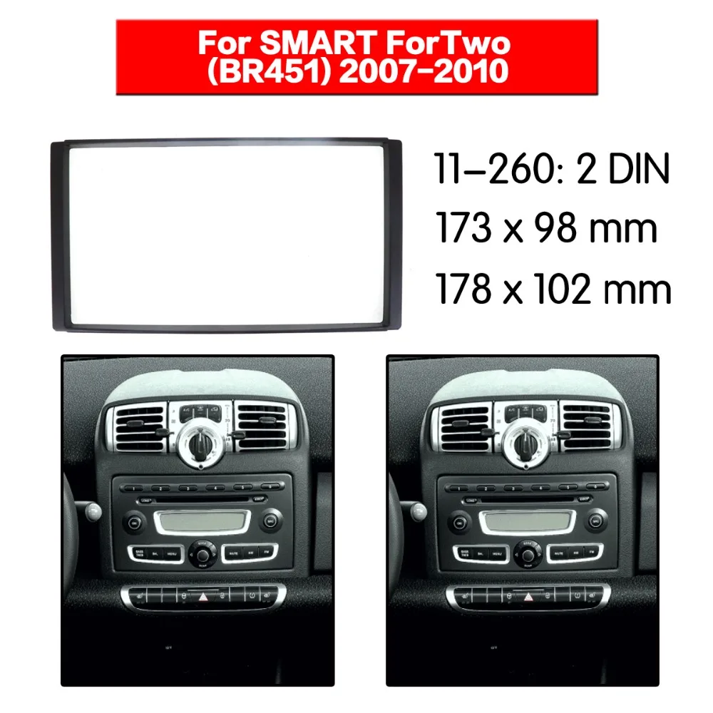 HUANAV Car Radio stereo Fitting Kit installation adapter fascia For 2007-2010 BENZ SMART 2DIN Stereo Frame Audio Fascias | Автомобили и