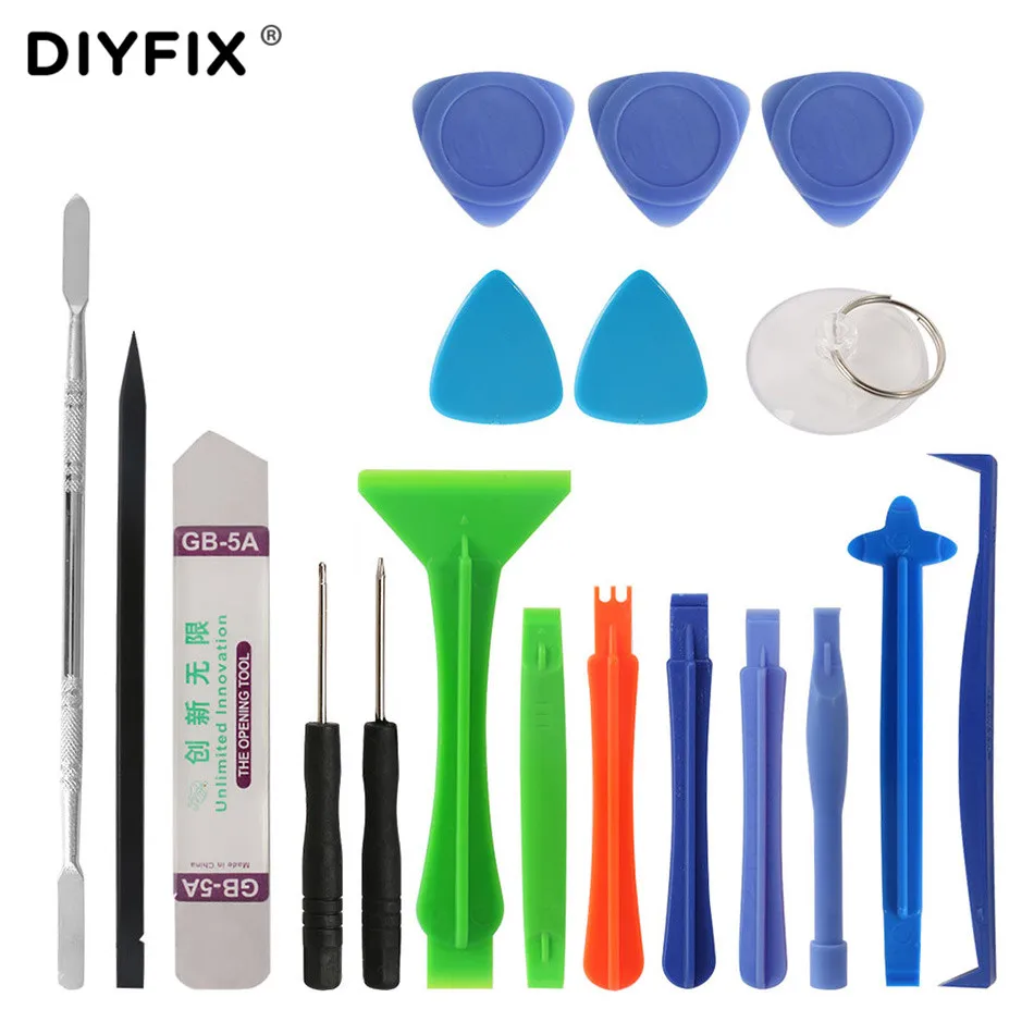 

DIYFIX 19Pcs Phone Repair Tool Kit Metal Pry Bar Mobile Phone Disassemble Tools Kit for iPhone Samsung PC DIY Hand Tools Set