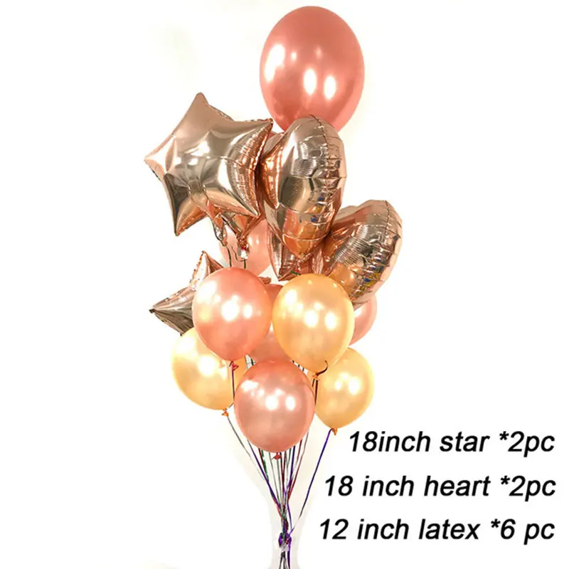 

12''18inch Champagne rose red Star Heart latex Foil Balloon Birthday Party Wedding Valentine's Day Decor Air Party Supplies