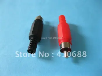 

200 Pcs Per Lot Solder RCA Male Plug Audio Video Adapter Connector Red & Black Hot Sale High Quality