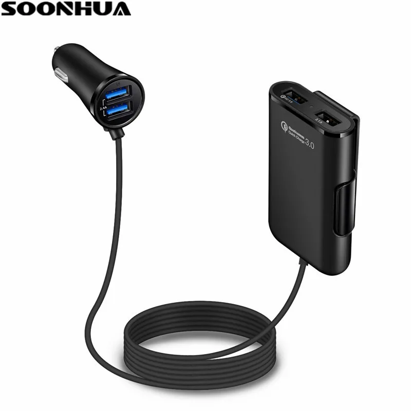 SOONHUA портативное автомобильное зарядное устройство QC3.0 Быстрая Зарядка телефона
