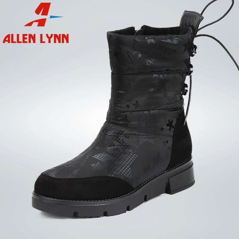 

ALLENLYNN2019 New Arrivals Large Size 36-41 Zip Up Add Fur Winter Boots Woman Shoes Women Platform Ankle Boots Female Shoe Woman