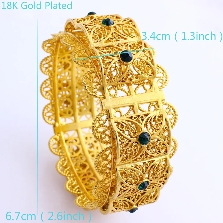 Большой широкий браслет цвета золота Дубай, Африканский стиль ювелирные изделия браслет красный/синий/зеленый циркон арабский Средний Восточный стиль для женщин