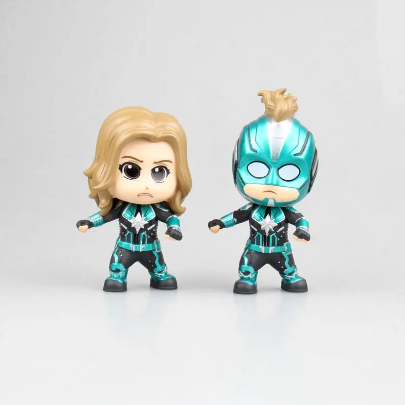 Аниме Капитан Marvel Carol Danvers зеленая одежда и с маской ПВХ фигурка коллекционная